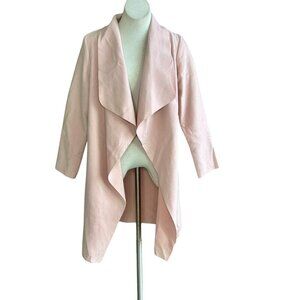 Guess Light Pink Faux Suede Open Drape Asymmetrical Duster Jacket Coat Size M